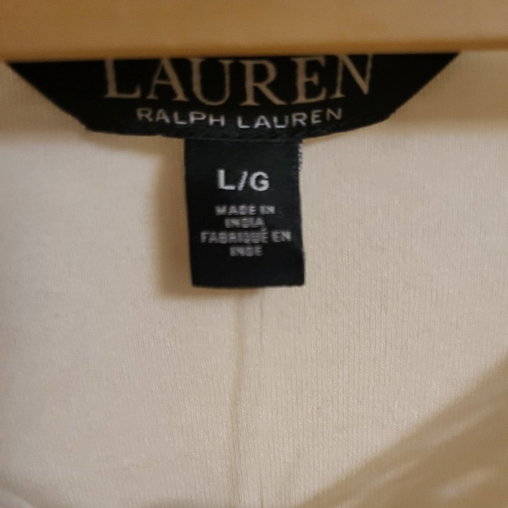RALPH LAUREN Beige Lace Henley Embroidered Long Sleeve V Neck Top Size Large NWT - Picture 12 of 14